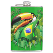 Toco Toucan met Brazilië Vlag Heupfles (Voorkant)
