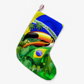 Toco Toucan met Brazilië Vlag Kleine Kerstsok (Voorkant (Hangend))