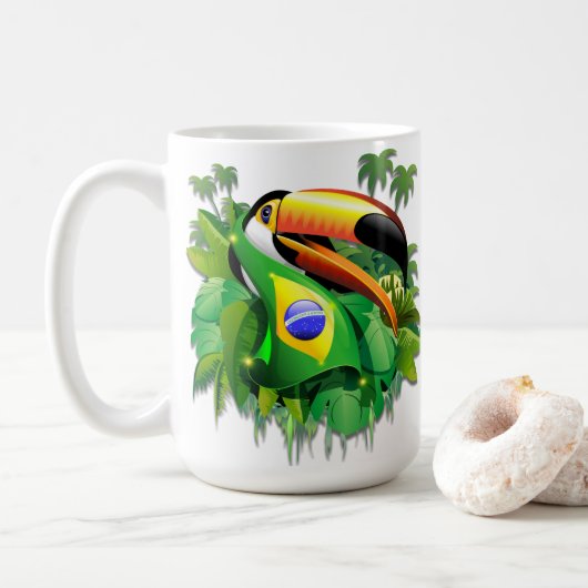 Toco Toucan met Brazilië Vlag Koffiemok (Met donut)
