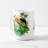 Toco Toucan met Brazilië Vlag Koffiemok (Voorkant links)