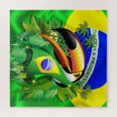 Toco Toucan met Brazilië Vlag Legpuzzel (Horizontaal)