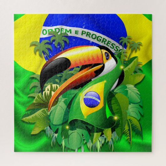 Toco Toucan met Brazilië Vlag Legpuzzel (Verticaal)