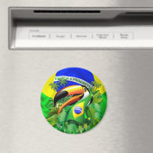 Toco Toucan met Brazilië Vlag Magneet (Insitu (Vaatwasser))