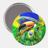 Toco Toucan met Brazilië Vlag Magneet (Voorkant / Achterkant)