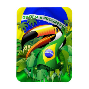 Toco Toucan met Brazilië Vlag Magneet