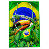 Toco Toucan met Brazilië Vlag Medium Cadeauzakje (Voorkant)