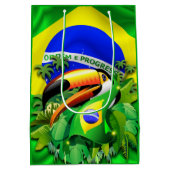 Toco Toucan met Brazilië Vlag Medium Cadeauzakje (Achterkant)