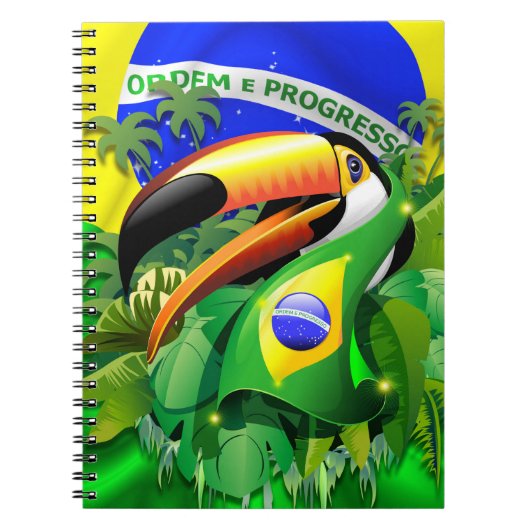 Toco Toucan met Brazilië Vlag Notitieboek (Voorkant)