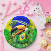 Toco Toucan met Brazilië Vlag Papieren Bordje (Feest)
