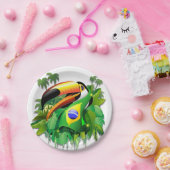 Toco Toucan met Brazilië Vlag Papieren Bordje (Feest)