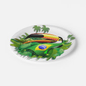 Toco Toucan met Brazilië Vlag Papieren Bordje (Gekanteld)