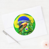 Toco Toucan met Brazilië Vlag Ronde Sticker (Envelop)