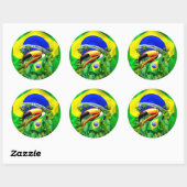Toco Toucan met Brazilië Vlag Ronde Sticker (Vel)