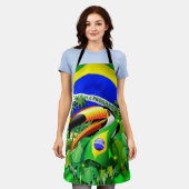 Toco Toucan met Brazilië Vlag Schort (Gedragen)