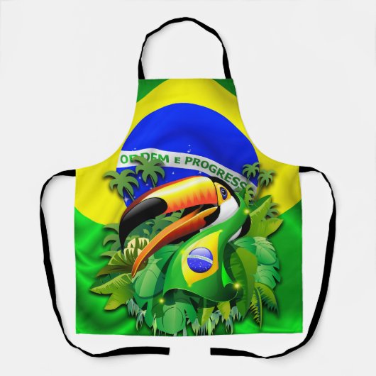 Toco Toucan met Brazilië Vlag Schort (Voorkant)
