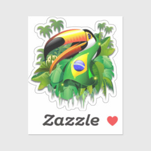 Toco Toucan met Brazilië Vlag Sticker