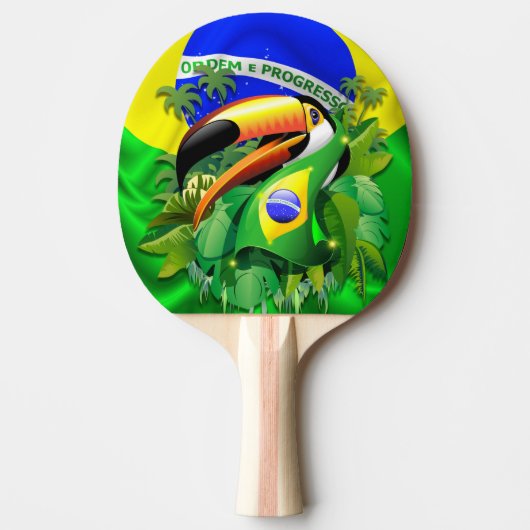 Toco Toucan met Brazilië Vlag Tafeltennisbatje (Voorkant)
