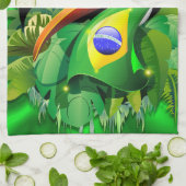 Toco Toucan met Brazilië Vlag Theedoek (Gevouwen)