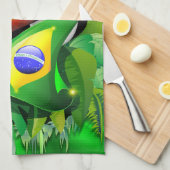 Toco Toucan met Brazilië Vlag Theedoek (Quarter Fold)
