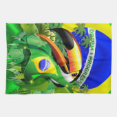 Toco Toucan met Brazilië Vlag Theedoek (Horizontaal)