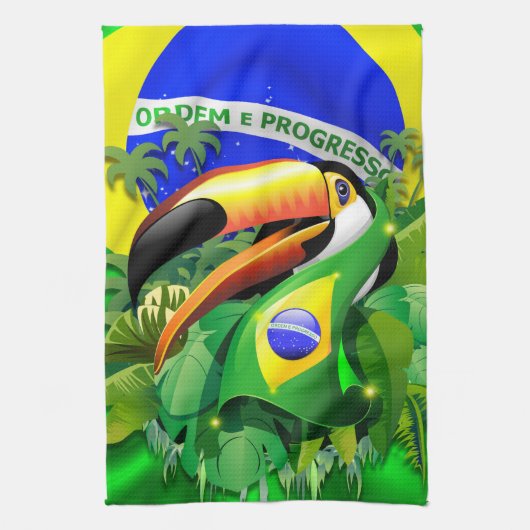Toco Toucan met Brazilië Vlag Theedoek (Verticaal)