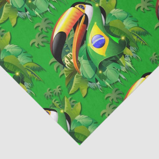 Toco Toucan met Brazilië Vlag Tissuepapier (Detail)