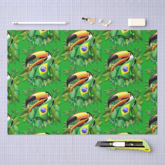 Toco Toucan met Brazilië Vlag Tissuepapier (Craft)