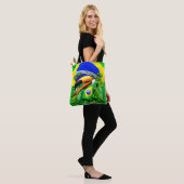 Toco Toucan met Brazilië Vlag Tote Bag (Op model)