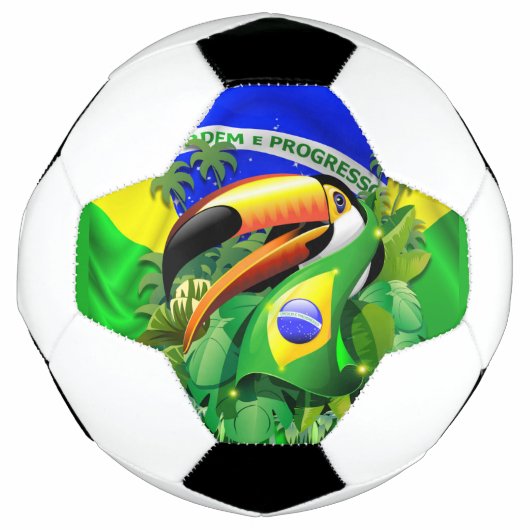 Toco Toucan met Brazilië Vlag Voetbal (Voorkant)