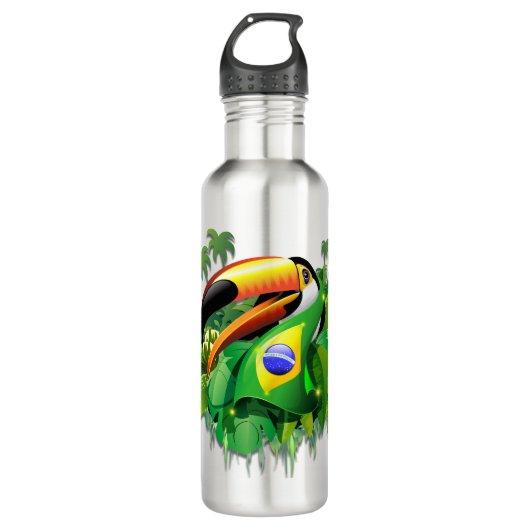 Toco Toucan met Brazilië Vlag Waterfles (Voorkant)