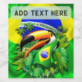 Toco Toucan met Brazilië Vlag Wijn Etiket (Enkel label)