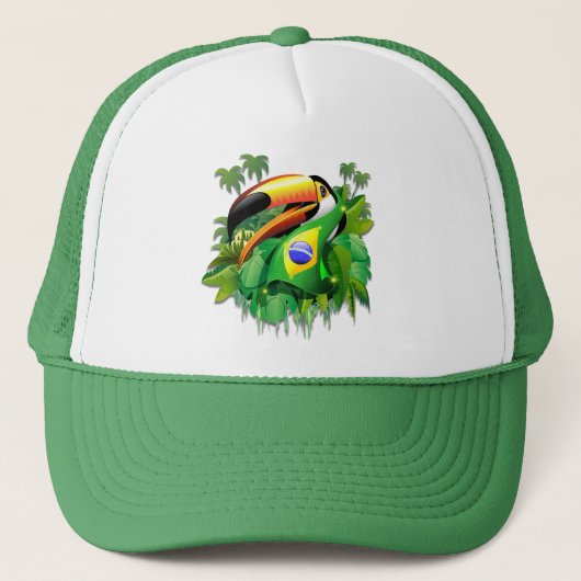 Toco Toucan met petten van de vlag van Brazilië (Voorkant)