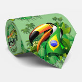 Toco Toucan met Stropdas van de vlag van Brazilië (Opgerold)