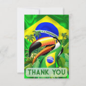 Toco Toucan met Stropdas van de vlag van Brazilië Bedankkaart (Voorkant)