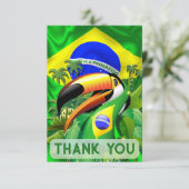 Toco Toucan met Stropdas van de vlag van Brazilië Bedankkaart (Staand voorkant)