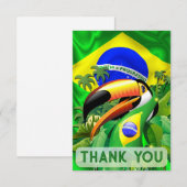 Toco Toucan met Stropdas van de vlag van Brazilië Bedankkaart (Voorkant / Achterkant)