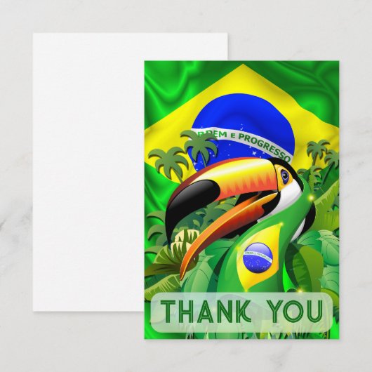Toco Toucan met Stropdas van de vlag van Brazilië Bedankkaart (Voorkant / Achterkant)