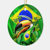 Toco Toucan met Stropdas van de vlag van Brazilië Keramisch Ornament (Links)