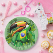 Toco Toucan met Stropdas van de vlag van Brazilië Papieren Bordje (Feest)