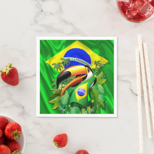 Toco Toucan met Stropdas van de vlag van Brazilië Servet
