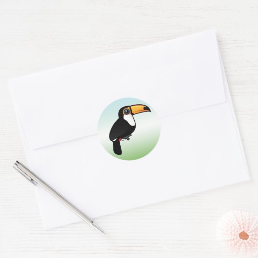 Toco Toucan Ronde Sticker (Envelop)
