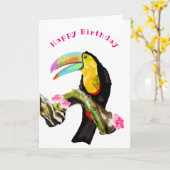 Toco Toucan Verjaardag Kaart (Gele Bloem)