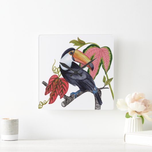 Toco Toucan Vierkante Klok (Huis)