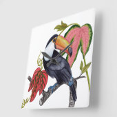 Toco Toucan Vierkante Klok (Hoek)