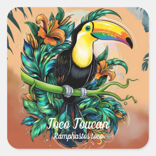 Toco Toucan Vierkante Sticker (Voorkant)