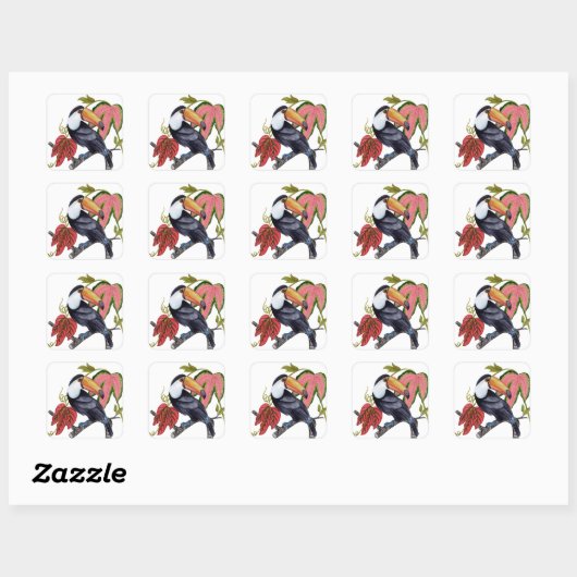 Toco Toucan Vierkante Sticker (Vel)