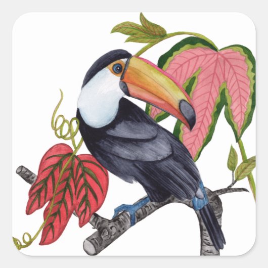 Toco Toucan Vierkante Sticker (Voorkant)