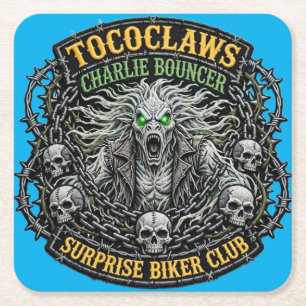 TOCOCLAWS Charlie Bouncer Surprise Biker Club vier Kartonnen Onderzetters
