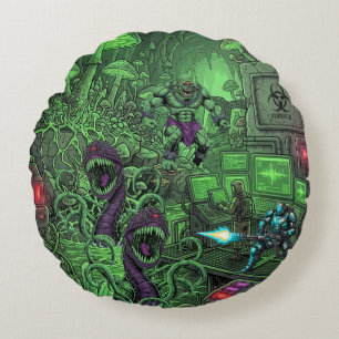 TOCOCLAWS Giftige Grotlab - Biohazard Monster Vlee Rond Kussen