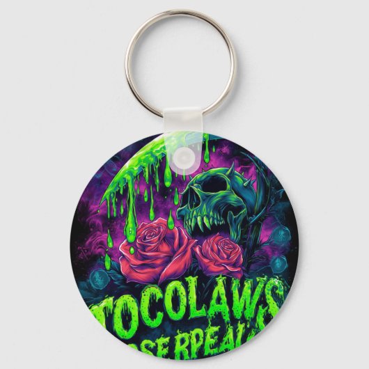 TOCOCLAWS Grim Reaper Schedel Slijm Roos Horror Sleutelhanger (Voorkant)